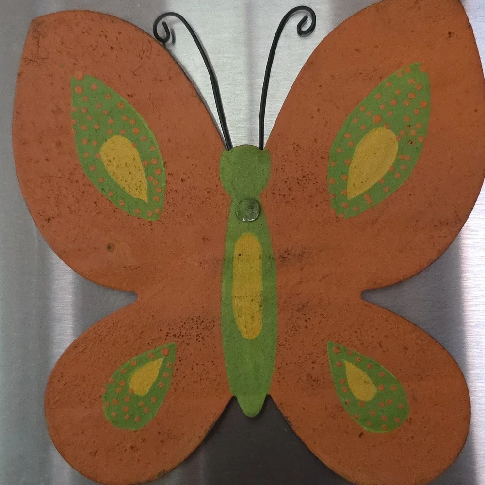 Decorative Butterfly and Heart Magnetic Art Set in Orange, Green, and Red